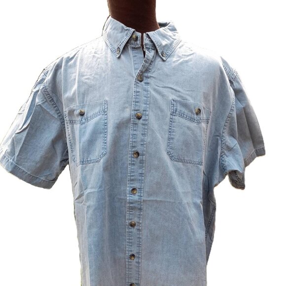 Stonewashed Cotton Shirt Blue Size 2X 56" Chest Wind River Outfitting - Picture 1 of 10